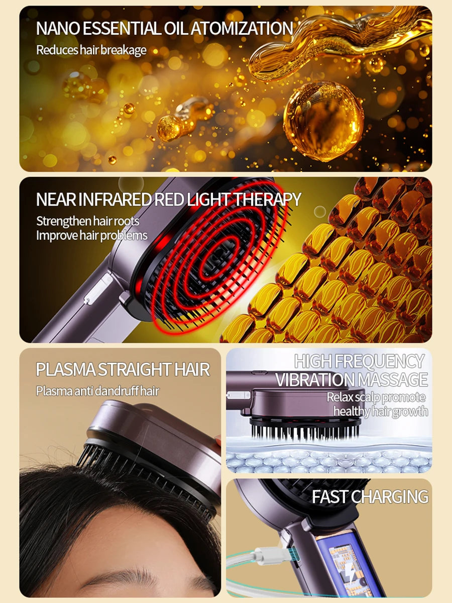 4in1 NIR Massage Comb Essential Hair Oil Applicator Bomb Included Head Spa Relaxation Treatment Plasma Photon Hair Comb Massager