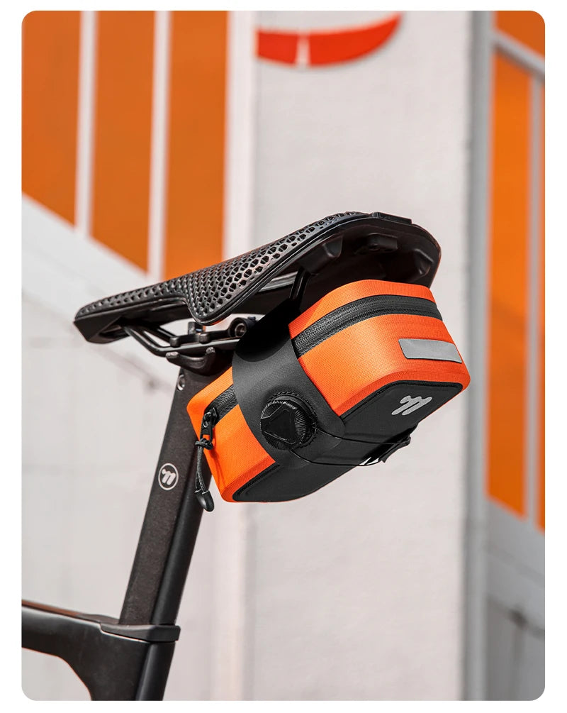 WEST BIKING Bicycle Saddle Bag 600D TPU Seamless Waterproof Wear-Resistant Rotating Lacing Buckle Mini Saddlebag Bike Accessory