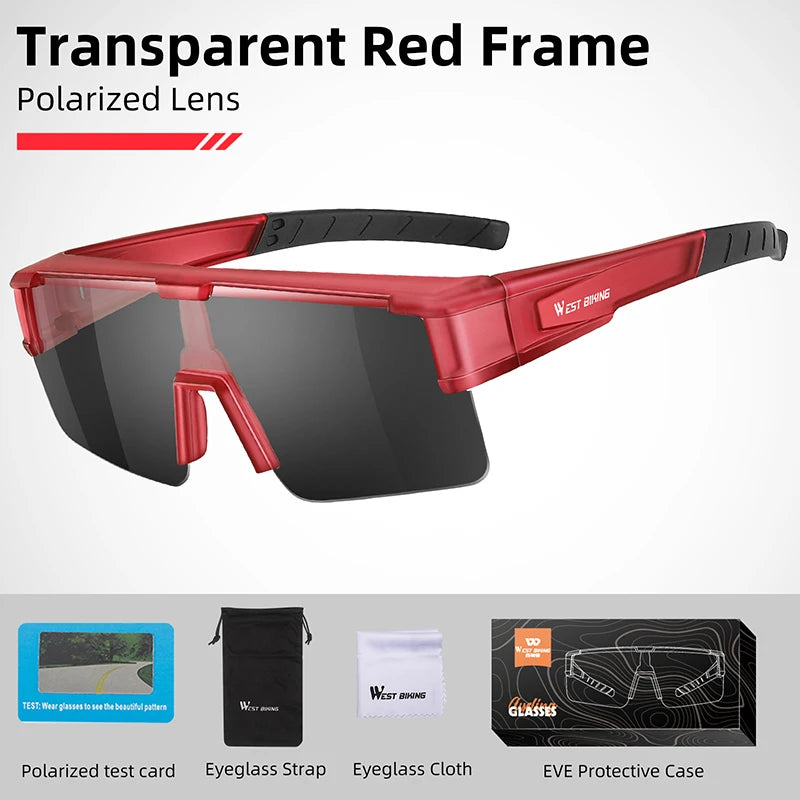 WEST BIKING Cycling Glasses Photochromic MTB Road Bike Glasses UV400 Protection Sunglasses Sport Polarized Eyewear Goggles