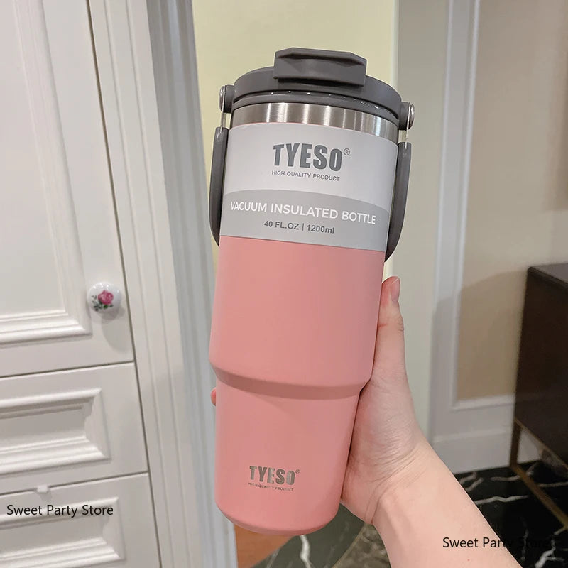 TYESO Stainless Steel Double-layer Coffee Cup Cold And Hot Car Mug Vacuum Flask Travel Thermos Bottle Portable Car Water Bottle