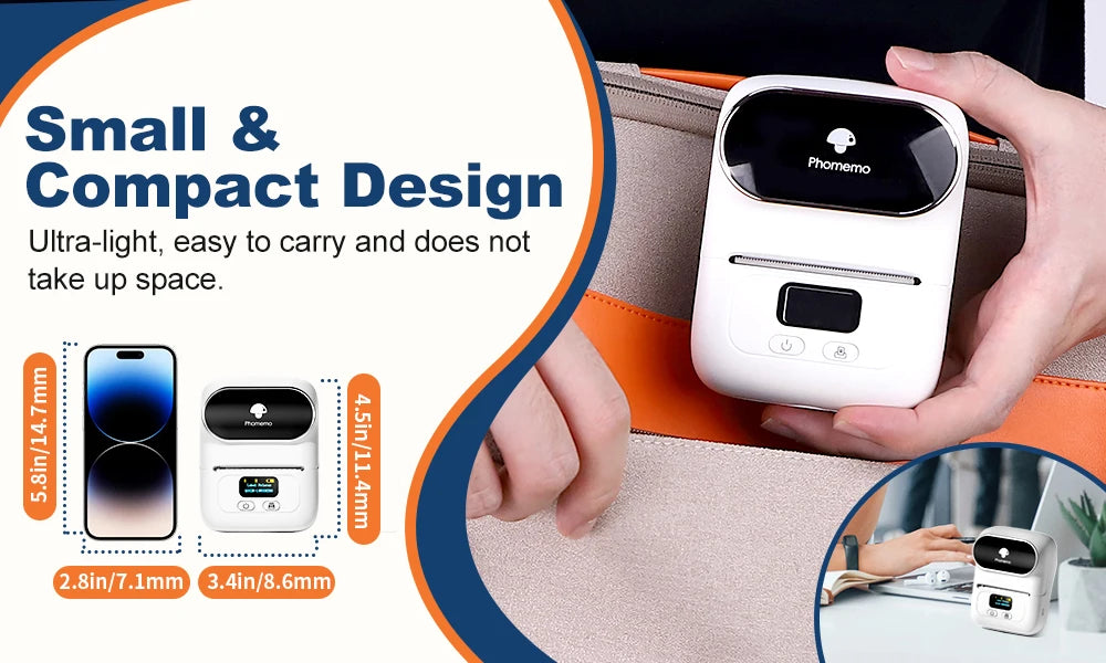 Phomemo M110 Thermal Wireless Label Printer Portable Bluetooth Sticker Mini Printer Barcode Label Maker Price Tag Printers DIY